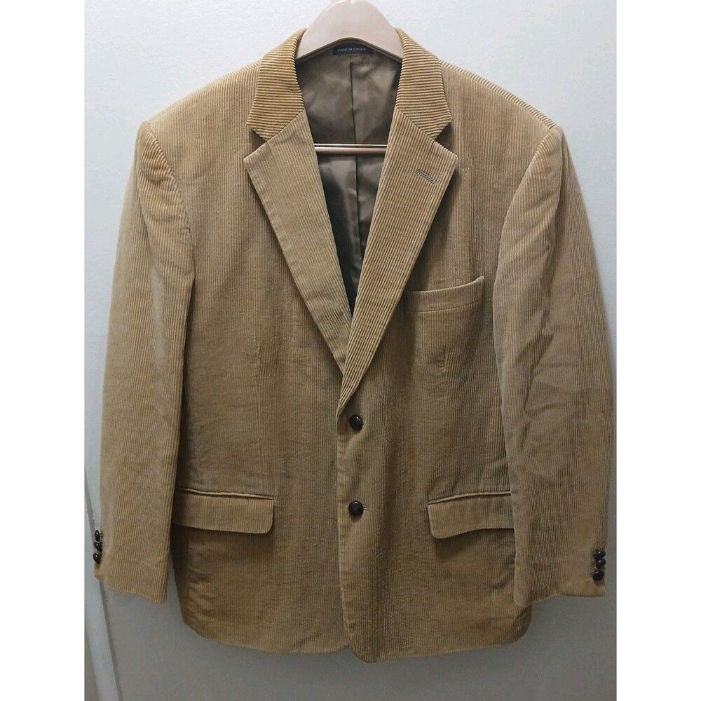 VTG David Taylor Sport Coat Adult 42R Beige CORDUROY Two Button Men Jacket